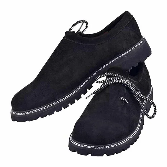 Men’s Lederhosen Shoes – Bavarian Trachten Suede Oktoberfest Black Boots NEW Traditional Black Embroidered Shoes - Lederhosen For Sale main image 4